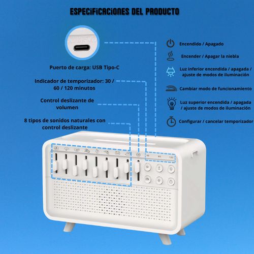 Altavoz y humidificador 4 en 1 de alta fidelidad